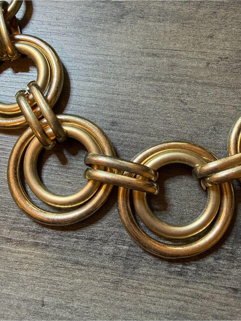 Vintage Saks Fifth Avenue Statement necklace #946 gold tone rings - Picture 6 of 11